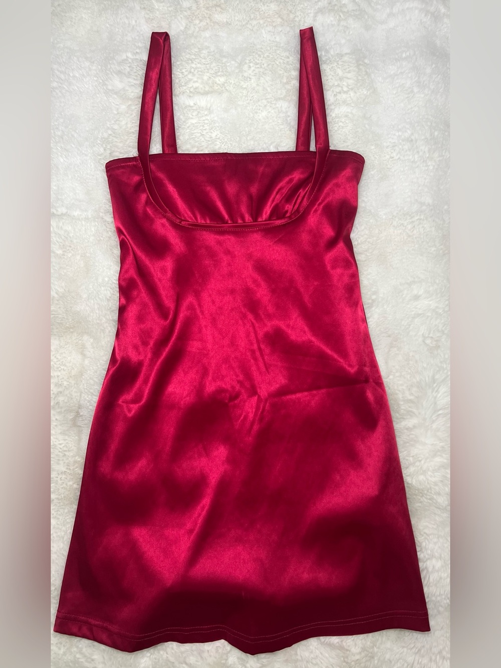 Red Satin Cami Slip Dress